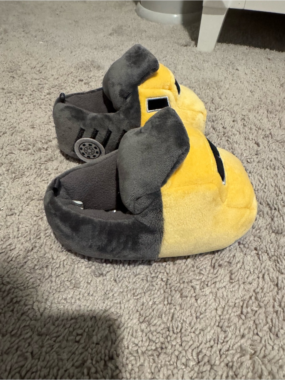 Carter's Yellow and Gray Plush Kids Slippers
